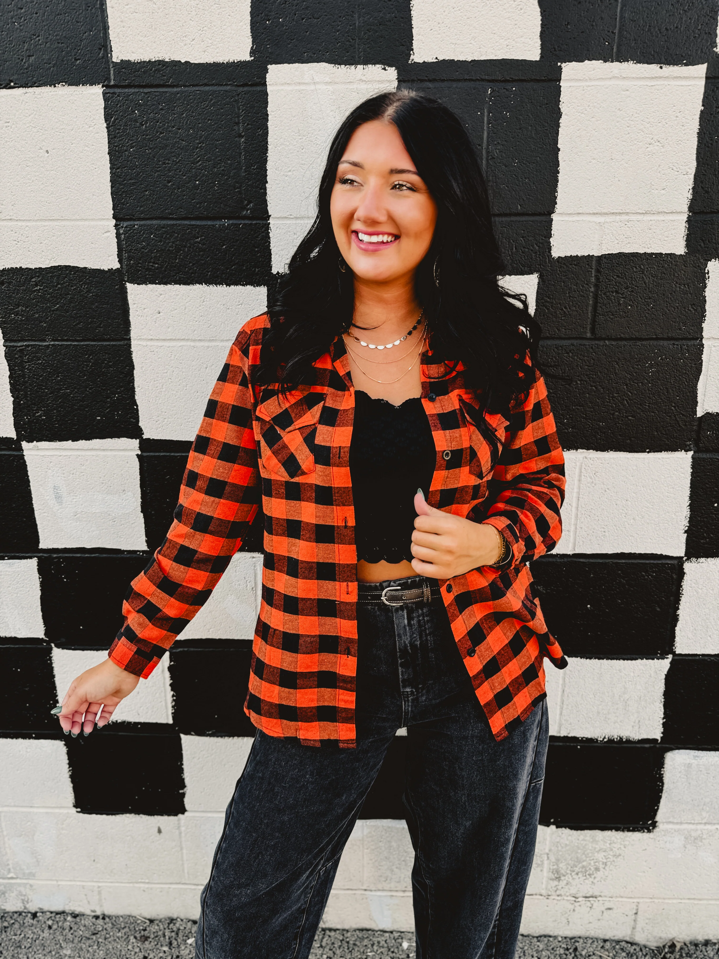 The Jungle Flannel - Black/Orange